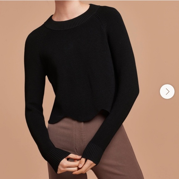 Aritzia Wilfred Scalloped Crop Sweater - Mink - Picture 7 of 9